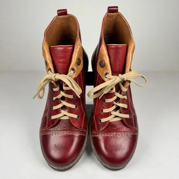 V-Italia Kiki Red Venezia Leather Boots - 40/US 9 - Picture 3 of 7